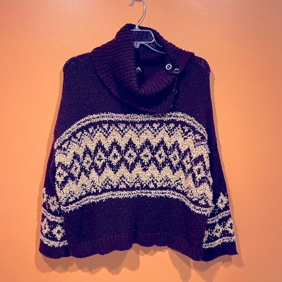 Free People Oversized Drop Shoulder 3/4 Sleeve Knit Cowl Neck Women’s Sweater - Picture 2 of 6